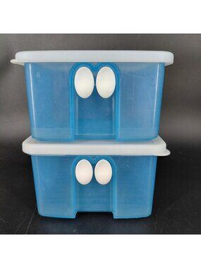 Tupperware Fridgesmart Containers Set 2 Square Lid 3993 Vent Fresh Button 4.5 Cp